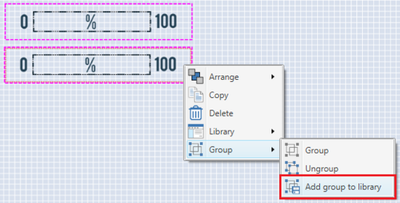 Screenshot of adding grouped elements to the library using the right click menu.