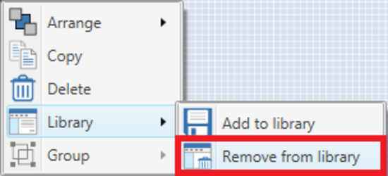 Screenshot a menu with Remove From Library highlighted.