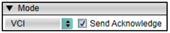 Screenshot of the Mode settings with Send Acknowledge ticked.