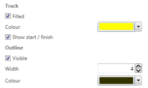 Screenshot of the Circuit Outline settings using a different colour.