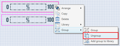 Screenshot showing the Ungroup Elements button via the right click menu.
