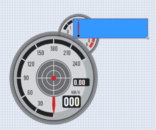 Image showing a blue rectangle behind the dynamic needle of a Gauge.