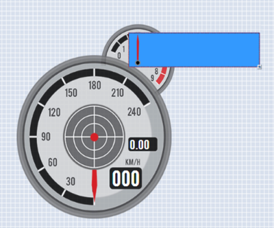 Image showing a blue rectangle behind the dynamic needle of a Gauge.