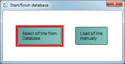 Screenshot of the options for loading a Start / Finish line from a database or loading one manually.
