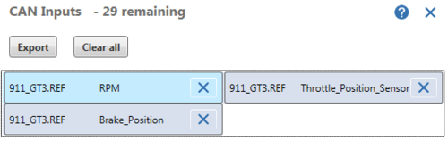 Screenshot of the CAN Inputs list. 