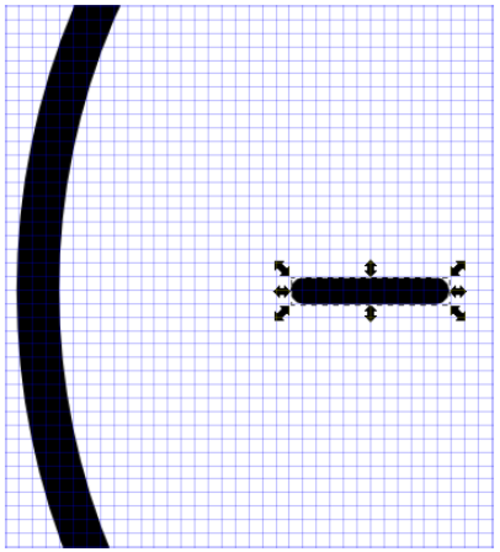Screenshot of the line with a width of 50 pixels and a height of 10 with a rounded cap.
