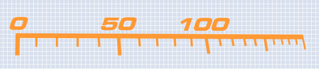 Image of a ruler compromised of multiple shape elements.