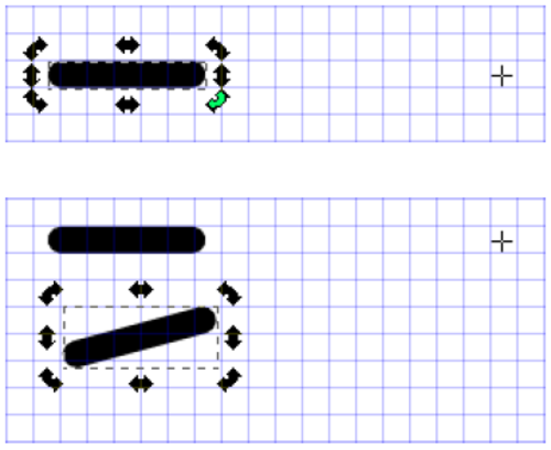 Screenshot of drawn lines with a copy being pasted and rotated 15°.