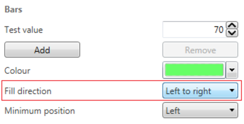 Screenshot of the Bars settings with Fill Direction highlighted.