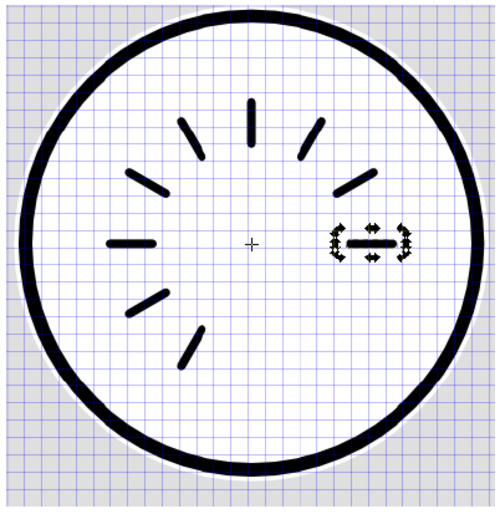 Screenshot of the element comprising of a circle and 9 rotated lines. 