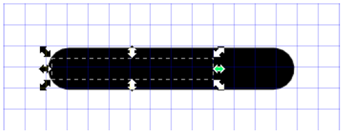 Screenshot of a line in front of another line. The dashed outline denoting it has been selected is visible. 