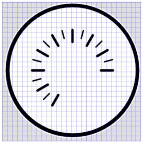 Image showing how the gauge should appear with a circle containing marker lines. 