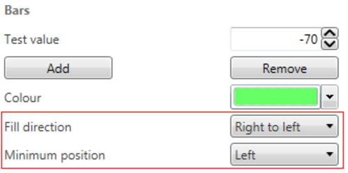Screenshot of the Bars Settings with Fill Direction set as Right to Left, and Minimum Position set to Left.