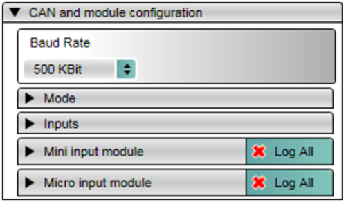 Screenshot of the CAN and Module Configuration settings.