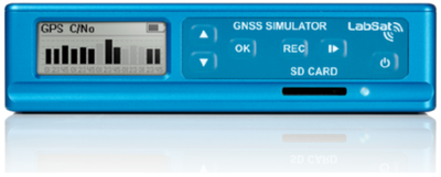 LabSat 3 front panel showing GNSS signal monitoring during operation.