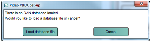 Screenshot of the action confirmation window for loading a database file as no CAN database is currently loaded.
