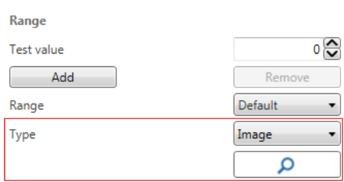Screenshot of the Range settings with Type highlighted and Image selected.