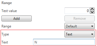 Screenshot of the Range settings with Type highlighted and Text selected.