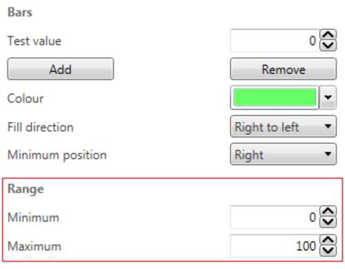 Screenshot of the Bars and Range Settings with Range highlighted.