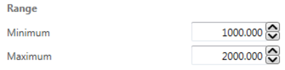 Screenshot of the Range settings with a minimum value of 1000 and a maximum value of 2000 entered.