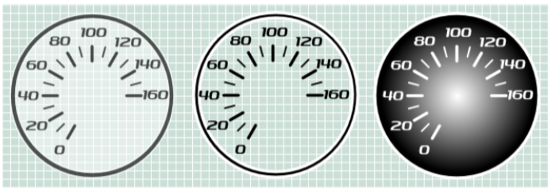 Image depicting three gauges created in Inkscape.