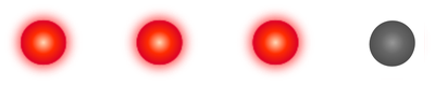 A row of 4 LEDs with the first 3 illuminated in red.