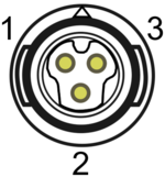 Drawing of a 3-pin Hirose connector.