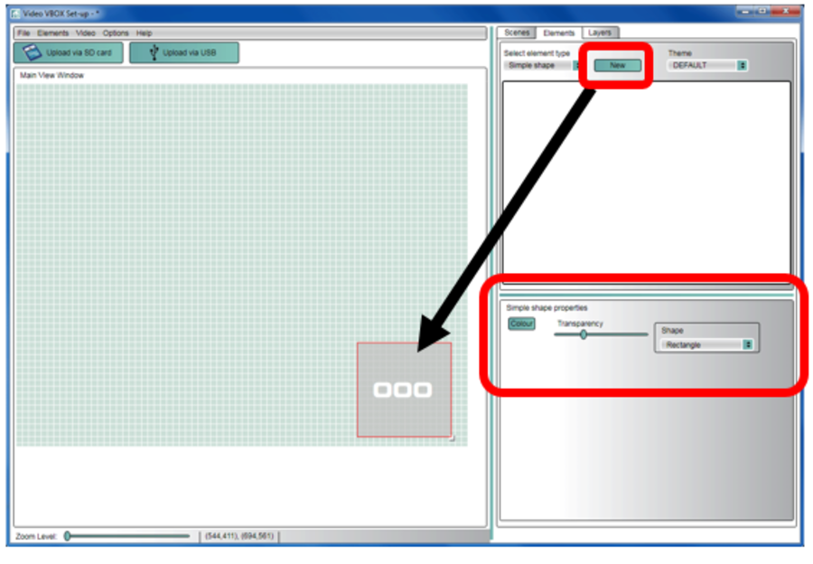 Screenshot depicting adding a new Shape element. 