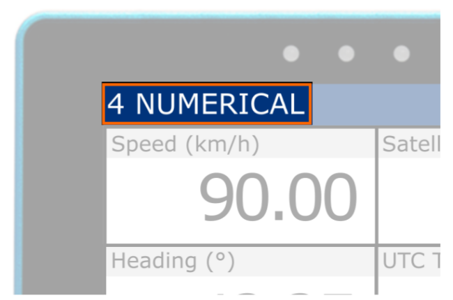 Upper left corner of MFD Touch unit with the current screen name (4 Numerical) highlighted.