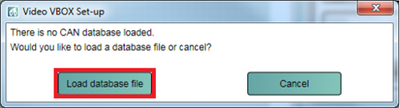 Screenshot of the action confirmation message for loading a database file.