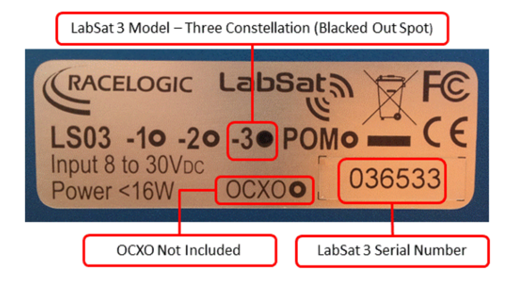 Annotated example of LabSat 3 product label explaining the relevant information. 