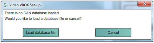 Screenshot of the action confirmation window for loading a database file as no CAN database is currently loaded.