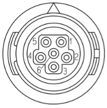 Drawing of a 6-pin Hirose connector.