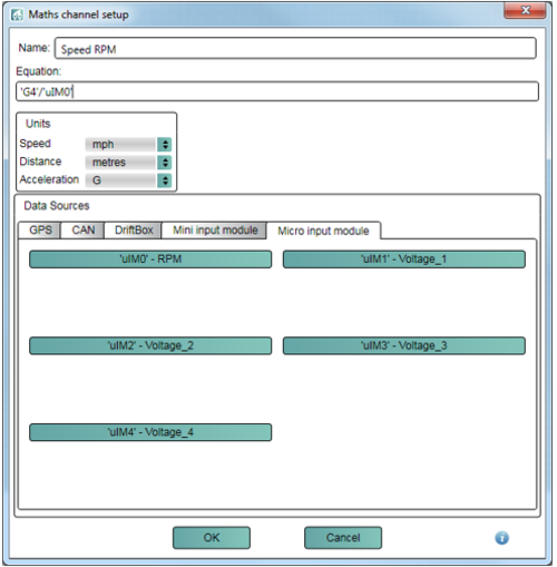 Screenshot of the Maths Channel Setup window.