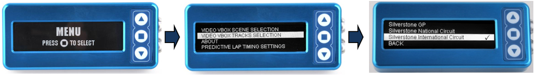 Images depicting selecting a track via OLED Display.