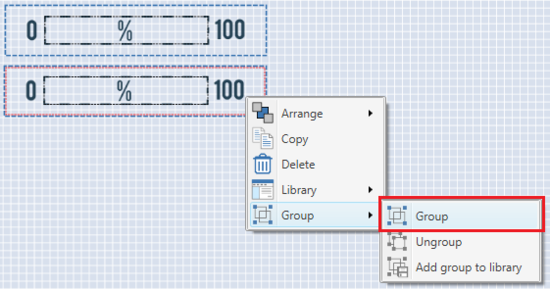 Image depicting grouping elements using the right click menu and Group option..
