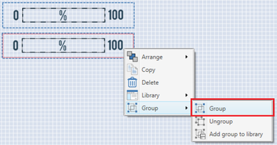 Image depicting grouping elements using the right click menu and Group option..