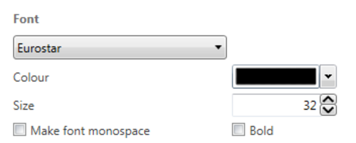 Screenshot of the Font settings.