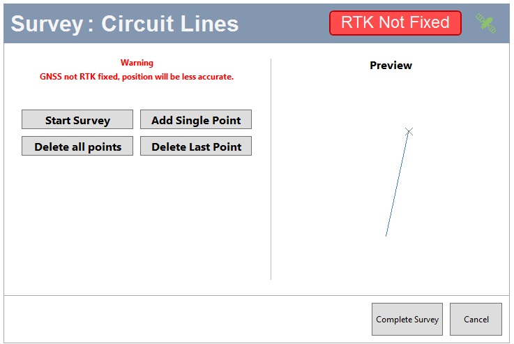 Screenshot of the Survey: Circuit Lines window.