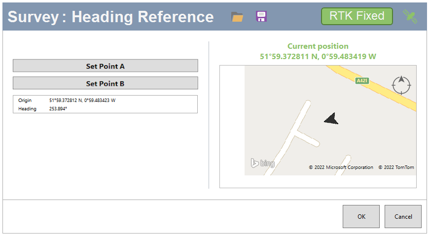 Screenshot of the Survey: Heading Reference window.