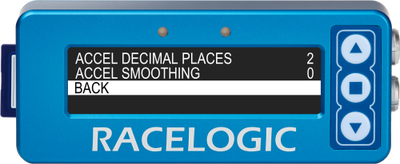 Accel Settings Sub-Menu - Back Highlighted