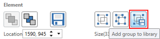 Image depicting adding elements to the Library using the Group to Library button.