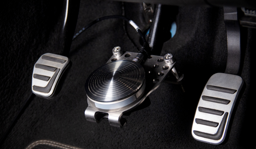 Photograph of Brake Pedal Force Sensor installed in a vehicle.