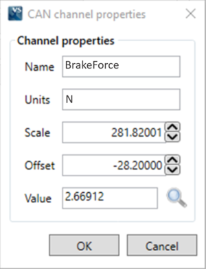 Screenshot of the Brake Pedal Force Sensor settings.