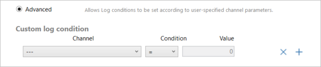 Cropped screenshot of the Advanced Log Condition options.