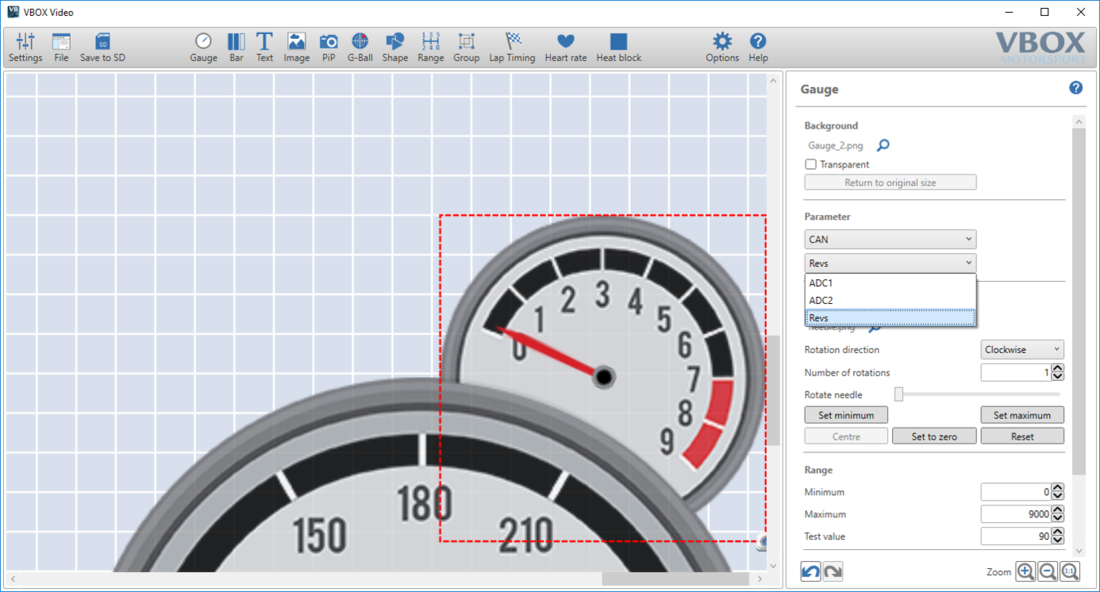 Screenshot of adding a CAN Channel to a Gauge element.