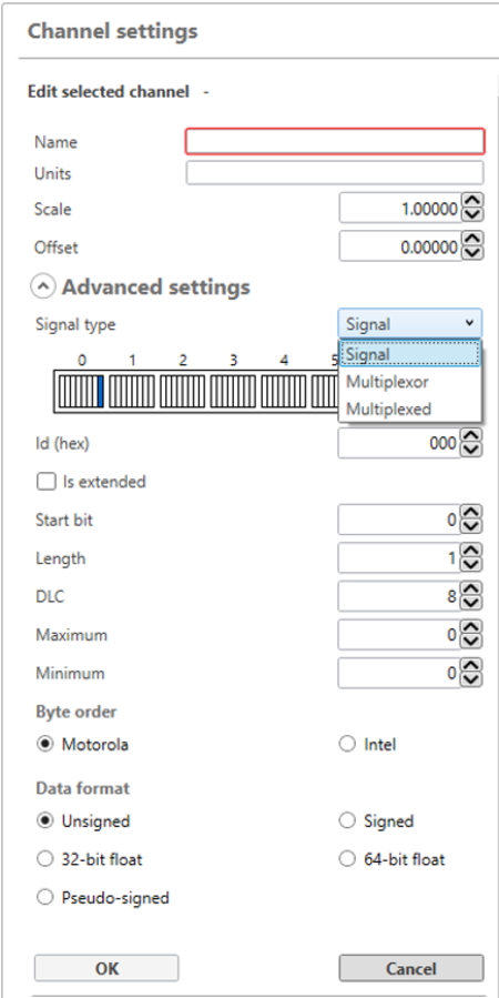 Screenshot of CAN User Configurable Settings