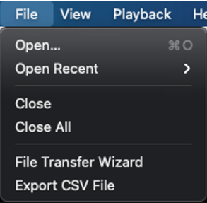 Screenshot of the File menu.