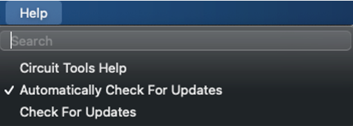 Screenshot of the Help menu.