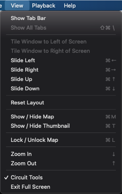 Screenshot of the View menu.